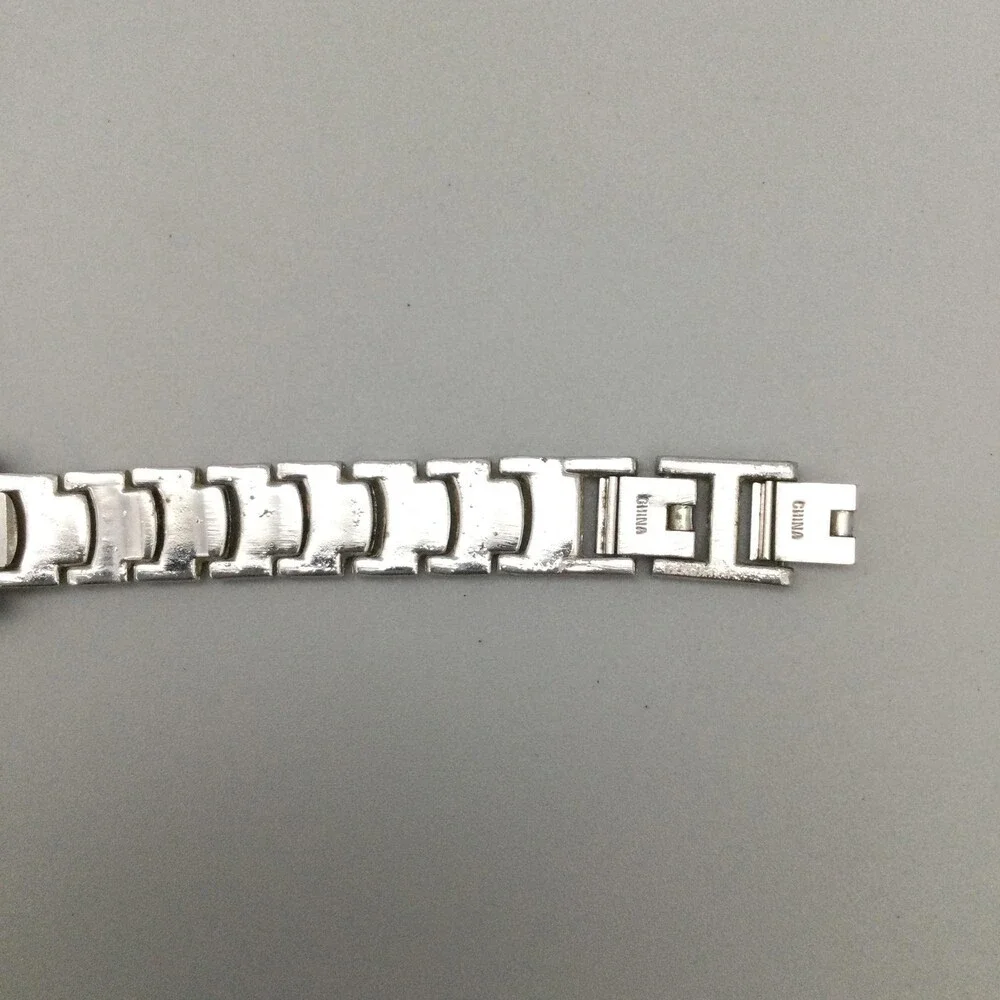 Gruen Womens Watch 19mm Silver Tone White Dial Crystals New Battery 7.5